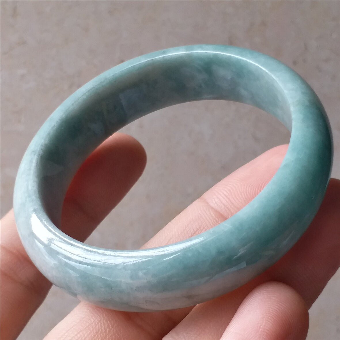 55.5mm Light green Grade A Natural Jade Hand carved Wristband Bangle Bracelet Lady Chain Jadeite Type A stone armreife Джейд Браслет 翡翠手镯