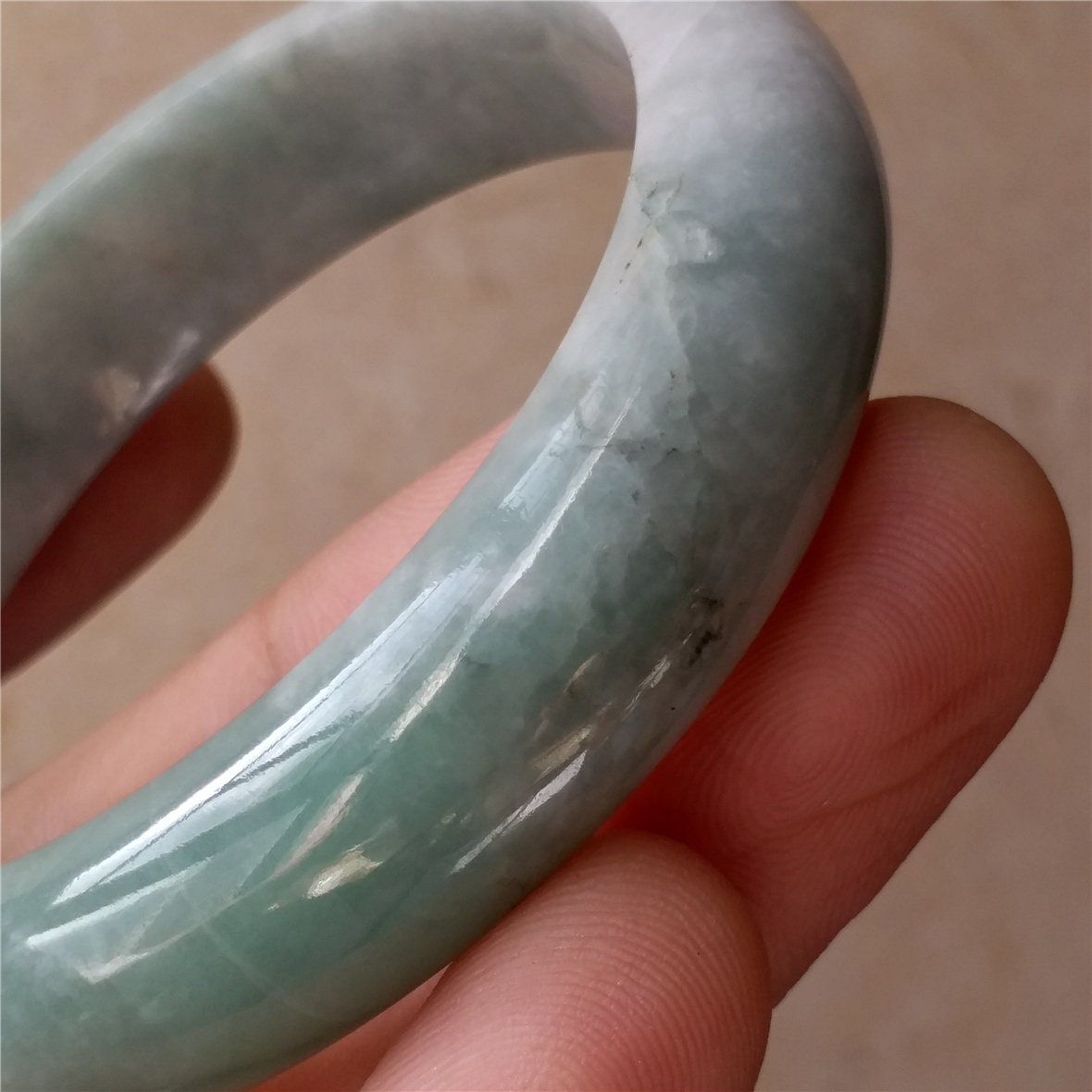 55.5mm Light green Grade A Natural Jade Hand carved Wristband Bangle Bracelet Lady Chain Jadeite Type A stone armreife Джейд Браслет 翡翠手镯