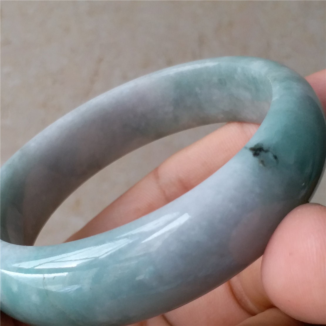 55.2mm Light green Grade A jade Natural Jade Hand carved Bangle Bracelet Lady Chain Jadeite Type A stone armreife Джейд браслеты 翡翠手镯