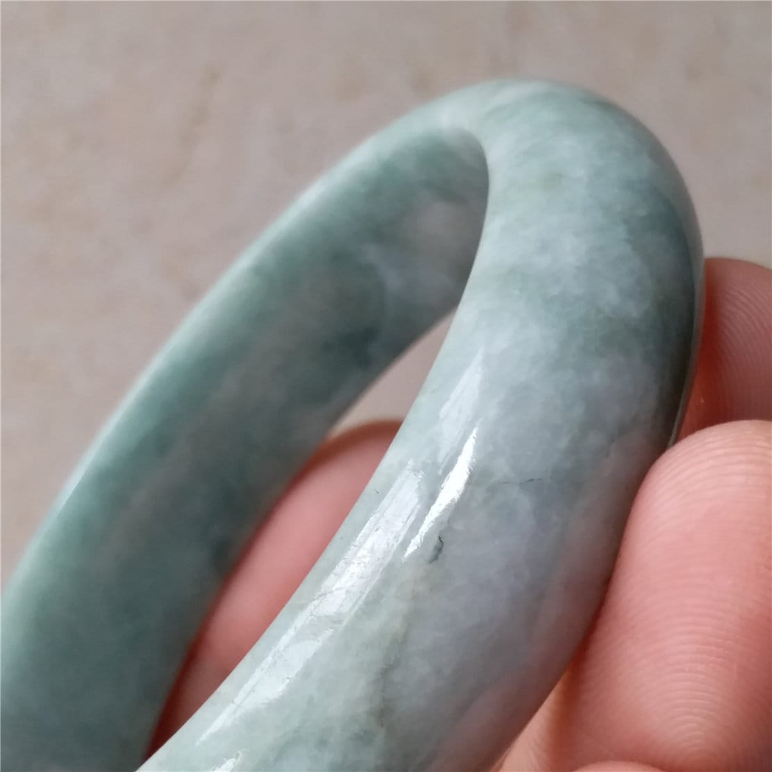 55.5mm Light green Grade A jade Natural Jade Hand carved Bangle Bracelet Lady Chain Jadeite Type A stone armreife Джейд браслеты 翡翠手镯