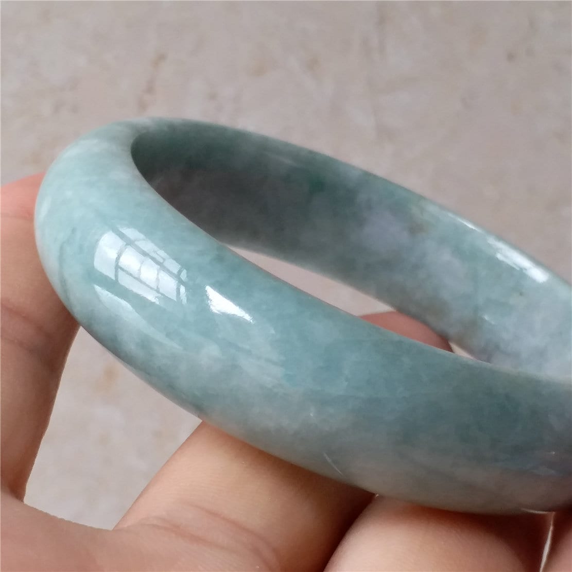 55.5mm Light green Grade A jade Natural Jade Hand carved Bangle Bracelet Lady Chain Jadeite Type A stone armreife Джейд браслеты 翡翠手镯