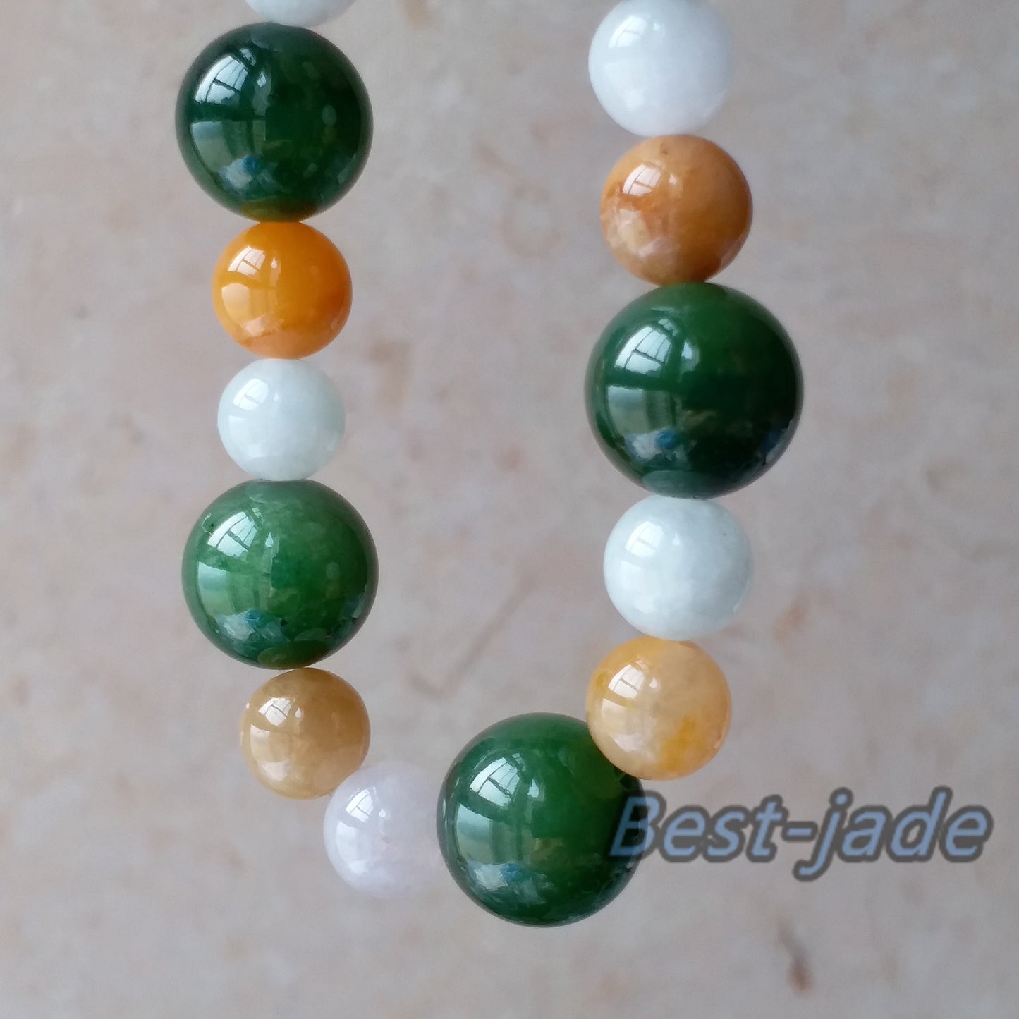 Nephrit-Jadeit und gelbe Jade, 14 mm, Güteklasse A, grüne kanadische Jade-Perlen, Armreif, Pounamu NZ Jade-Jaspis-Kugel, Damen-Kettenkette für Damen