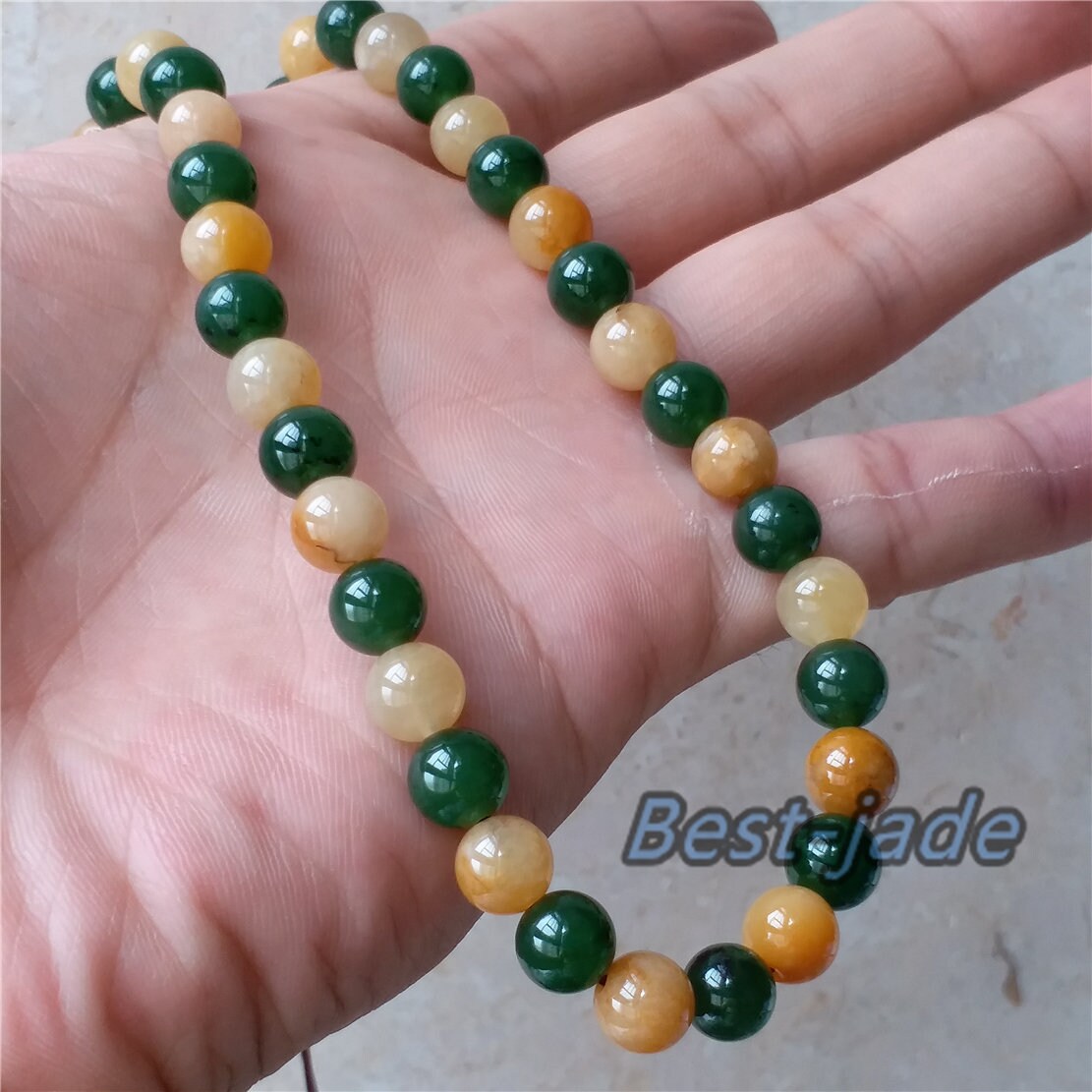 Nephrit und gelbe Jade, 8 mm, Güteklasse A, grüne kanadische Jade-Perlen, Halskette, Armband, Pounamu, NZ, Jade-Jaspis, Kugel, Parure, Damen-Kettenkette für Damen