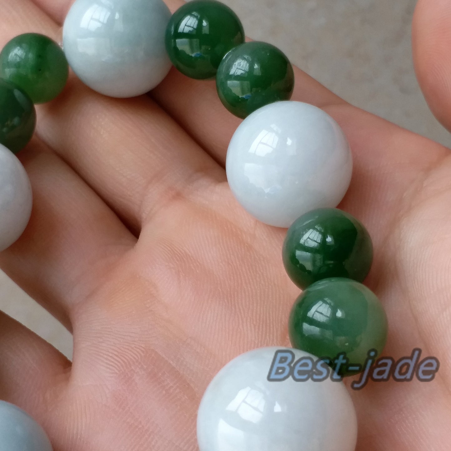 Neuer Stil Nephrit und Jadeit 17mm Grade Apfelgrün Kanadische Jade Perlen Armreif Pounamu NZ Jade BC Jaspis Kugel Frau Dame Mann