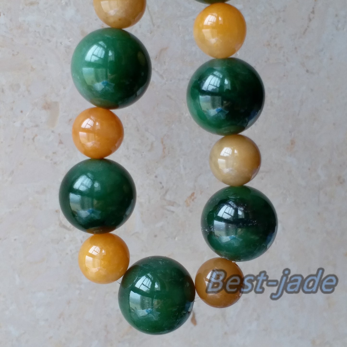 BIG Nephrite and Yellow jade 20mm Grade A Green Canadian Jade Beads Bangle Bracelet Pounamu NZ Jade BC Jasper Ball Womrn lady kid chain