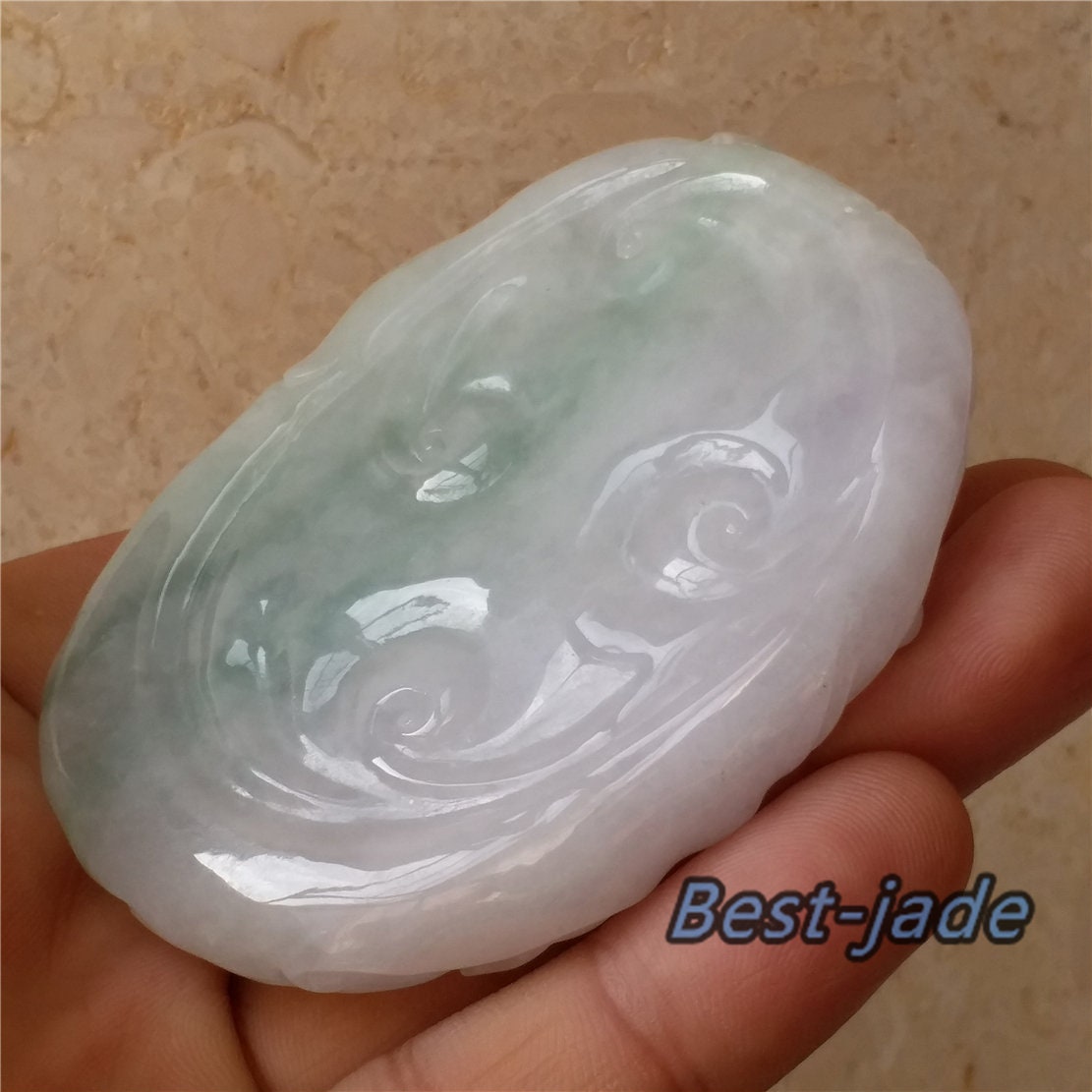 GROSSER Jade-Buddha der Güteklasse A, hellgrüner lila Eisglas-Jade-Anhänger, natürliche grüne Jadeit-Perlen, Halsketten-Anhänger, Edelstein Typ A-Stein, 翡翠A货