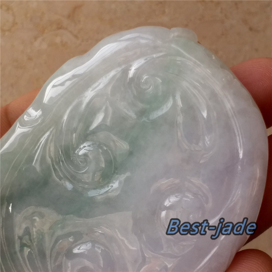 GROSSER Jade-Buddha der Güteklasse A, hellgrüner lila Eisglas-Jade-Anhänger, natürliche grüne Jadeit-Perlen, Halsketten-Anhänger, Edelstein Typ A-Stein, 翡翠A货
