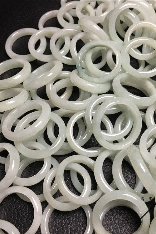 US-Größe 4–12, natürliche Myanmar-Jade, rundes Band, schmaler Ring, Jade der Güteklasse A, grüner Jadeit, Burma-Jade, grüner Edelstein