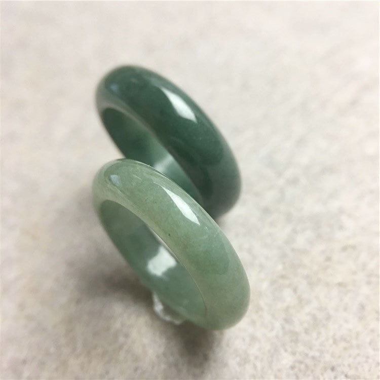 US-Größe 4–12, schmaler Ring, natürlicher Jadeit der Güteklasse A, eisgrün-grauer Jade-Edelstein, Burma-Jade-Perle