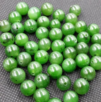 10 Stück große 20 mm runde Perlen, natürliche kanadische Jade, Nephrit, Grünstein, Pounamu-Perle, Maori, neuseeländische Jade, Kügelchen, grüner Jaspis, Kugelloch