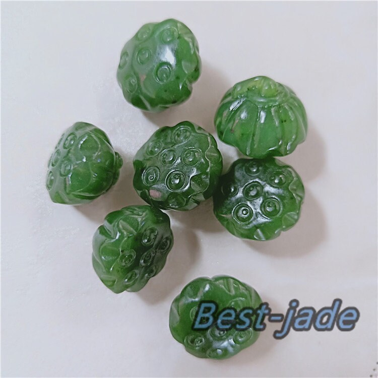 10 Stück kleine Lotus-Samenperlen, natürliche kanadische Jade, Nephrit, Grünstein, Pounamu-Perle, Maori-Stil, NZ-Jade, Kügelchen, grüner Jade