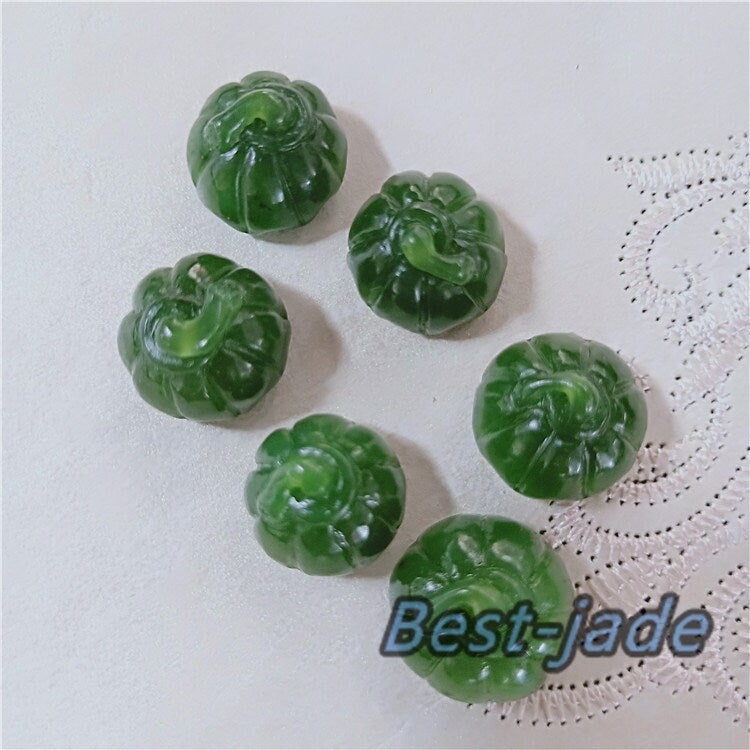 10 Stück kleine Lotus-Samenperlen, natürliche kanadische Jade, Nephrit, Grünstein, Pounamu-Perle, Maori-Stil, NZ-Jade, Kügelchen, grüner Jade