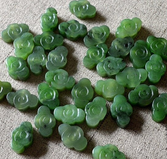 Glücksperlen, natürliche kanadische Jade, Nephrit, Grünstein, Pounamu-Perle, Maori-Stil, NZ-Jade, Kügelchen, Jaspis grüner BC