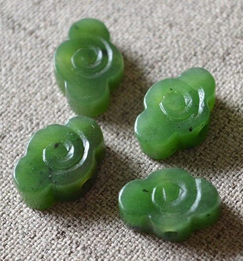 Glücksperlen, natürliche kanadische Jade, Nephrit, Grünstein, Pounamu-Perle, Maori-Stil, NZ-Jade, Kügelchen, Jaspis grüner BC