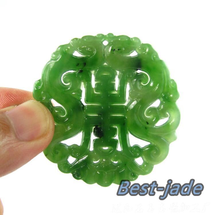 Dragon 寿字 Hollow Green Nephrite Pendant Necklace NZ Maori Greenstone jasper Pounamu Children Canadian Gemstones grüner Beads Jaspe яшма