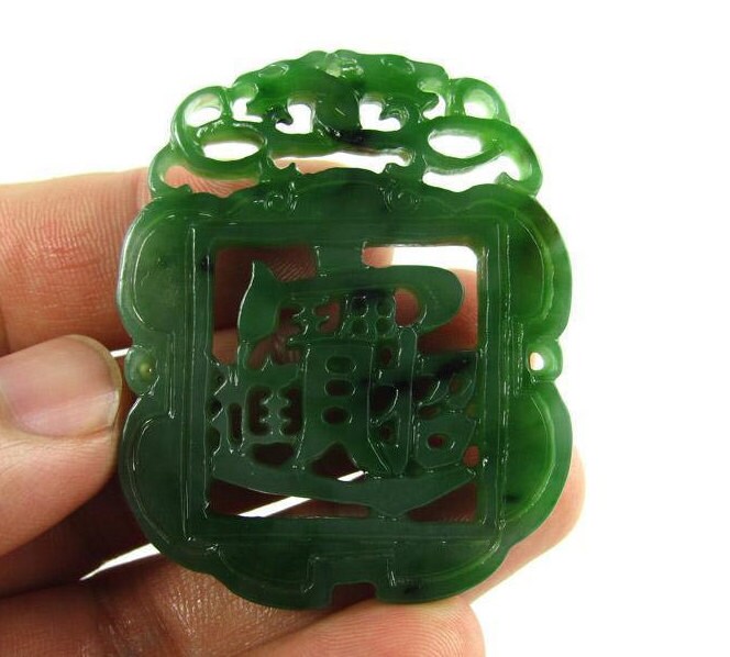 Green Nephrite Hollow Pendant NZ Greenstone jasper Pounamu Children Canadian jade Gemstones grüner Beads яшма Chinese Lady Necklace 招财进宝