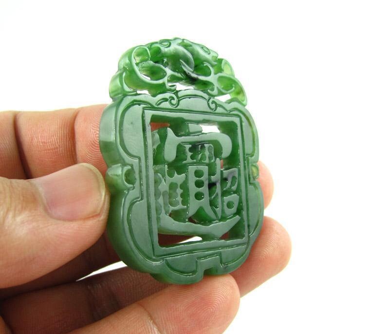 Green Nephrite Hollow Pendant NZ Greenstone jasper Pounamu Children Canadian jade Gemstones grüner Beads яшма Chinese Lady Necklace 招财进宝