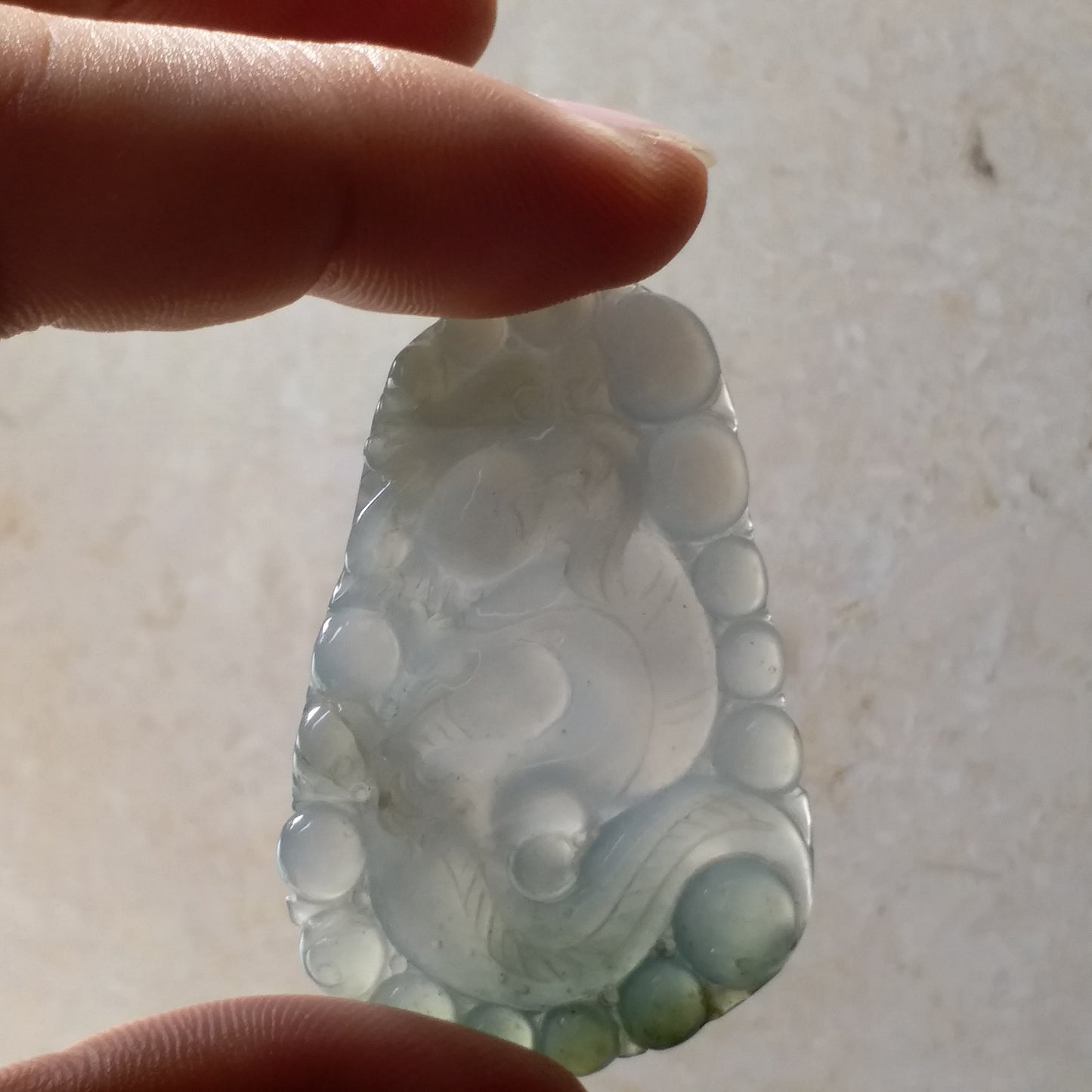 1 Paar Drachen-EIS-Glas-JADE, handgeschnitzt, natürlich (Klasse A), grüner Jadeit, Damen-Anhänger, Halskette, Perlen, Anhänger, Edelstein zum Aufhängen, ein Steinliebhaber