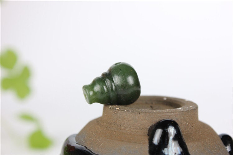 10 Stück Happiness Cucurbit Perlen, natürliche kanadische Jade, Nephrit, Grünstein, Pounamu-Perle, Maori-Stil, NZ-Jade, Kügelchen, grüner Jaspis BC