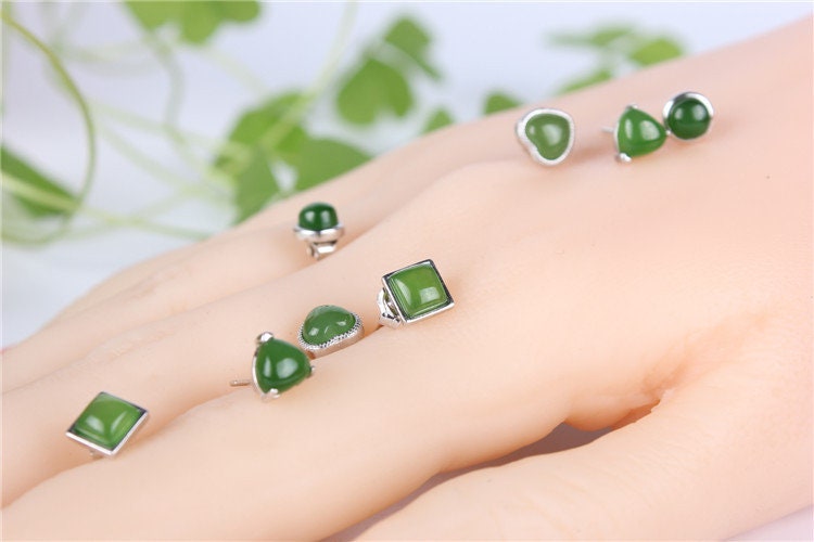 Runde Ohrstecker, natürliche Nephrit-Ohrringe, kanadische Jade, 925er Grünstein-Jaspis, NZ-Jade, Maori-Pounamu-Ohrringe, Oreille-Clou, Brincos