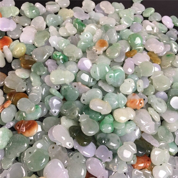 100 STÜCK 10*8mm Grade A Jade Portemonnaie Form Typ A Stein ICY Jade Burma grün Jadeit Perlen Perle Baby Anhänger Myanmar Glas Jadeit 翡翠A货