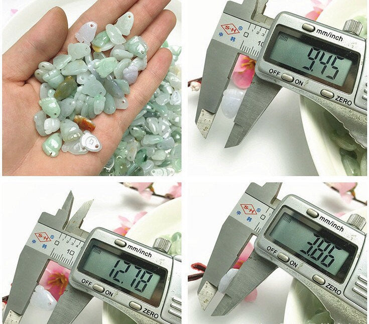 100 Stück 12*9mm Grade A Jade Fußform Typ A Jadeit grüne Jade Burma Jadeit Perle Perle Baby Anhänger Myanmar Glas Jadeit DIY Ohrringe 翡翠A货