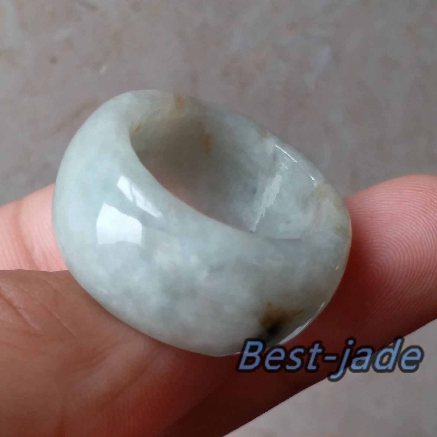 20.9mm Grade A jade Wide Band Ring Natural Real Jadeite Hand carved bead Green gemstone Burma Man jadeware men's rings Type A stone