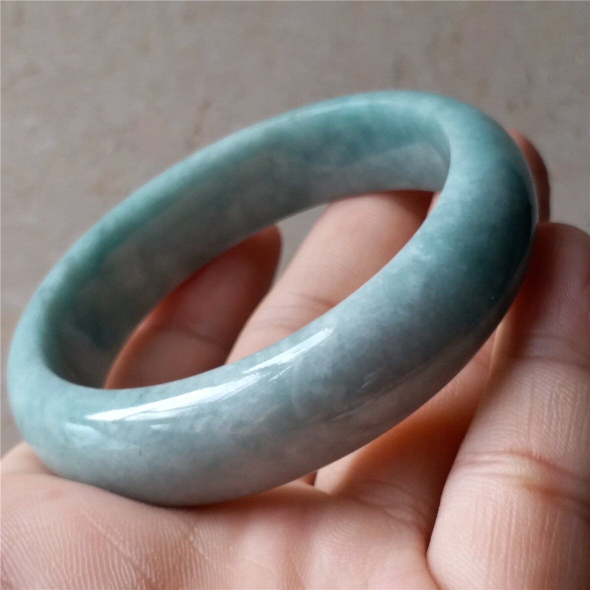 55.5mm Light green Grade A Natural Jade Hand carved Wristband Bangle Bracelet Lady Chain Jadeite Type A stone armreife Джейд Браслет 翡翠手镯
