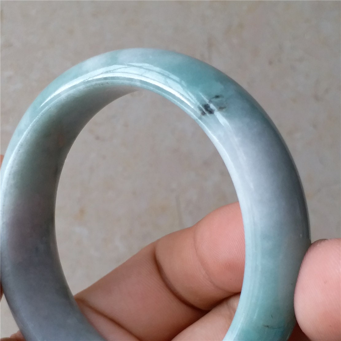 55.2mm Light green Grade A jade Natural Jade Hand carved Bangle Bracelet Lady Chain Jadeite Type A stone armreife Джейд браслеты 翡翠手镯