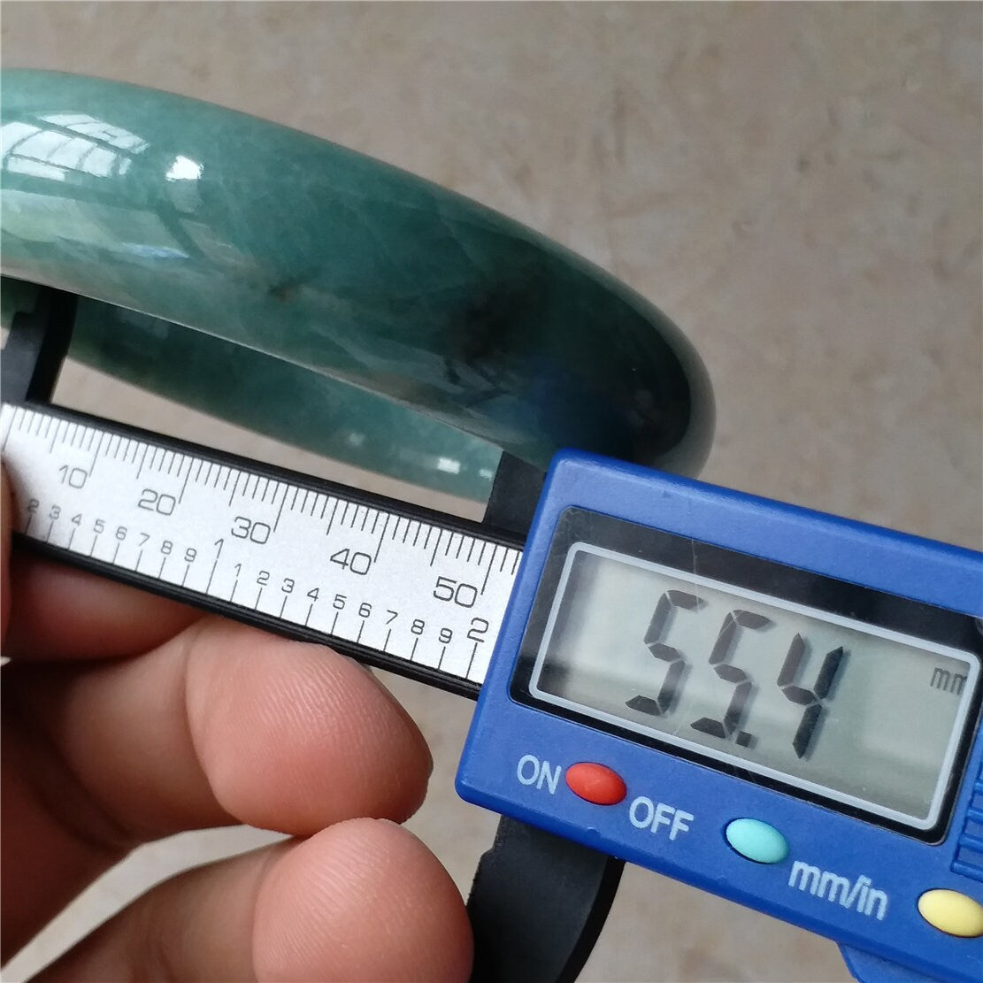 55.4mm Light green Grade A jade Natural Jade Hand carved Bangle Bracelet Lady Chain Jadeite Type A stone armreife Джейд браслеты 翡翠手镯