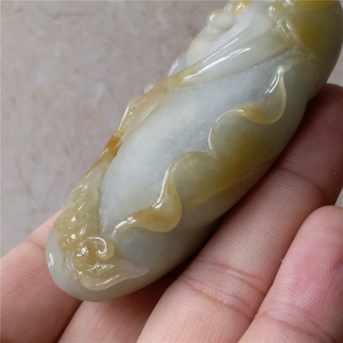 Grade A jade Buddha Yellow Grade A jade Hand pieces Massage Natural Green Jadeite BEADS Dull polishing Pendant Gemstone A stone 翡翠A货 手把件