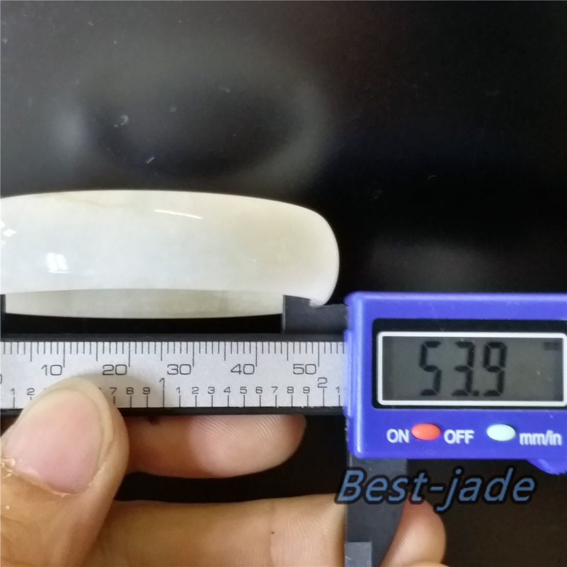 53.9mm Natural Grade A ICE Jade Genuine Green Burma Jadeite Flat Bangle Lady Bracelet Girl Chain 翡翠A货手镯 096