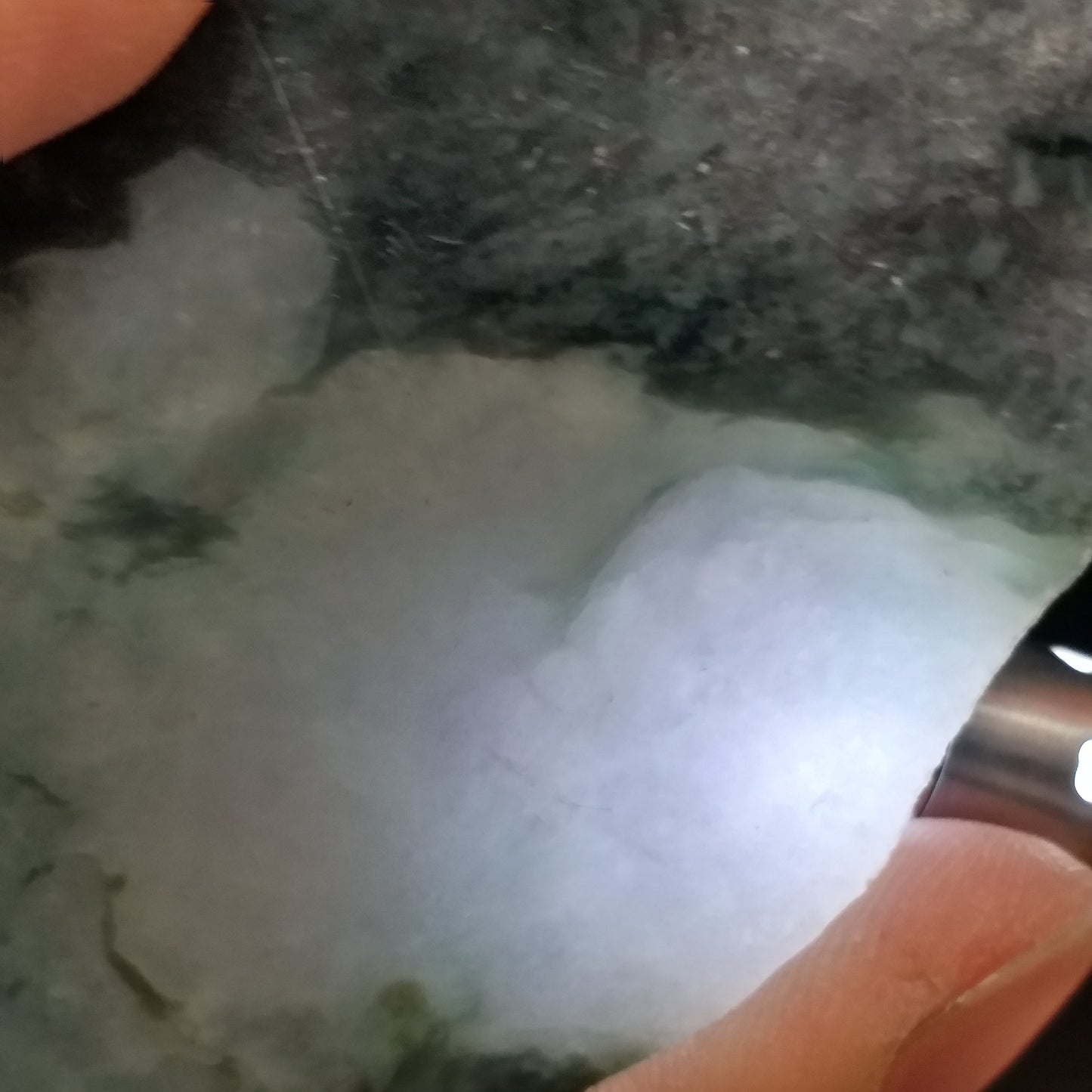 433g Natürliche unregelmäßige Form Schnee-Jadeit Rohstein Burma Jade-Vorform der Güteklasse A Rauer Jade-Burma-Stein Grüne Jade Eis-Jadeit 14