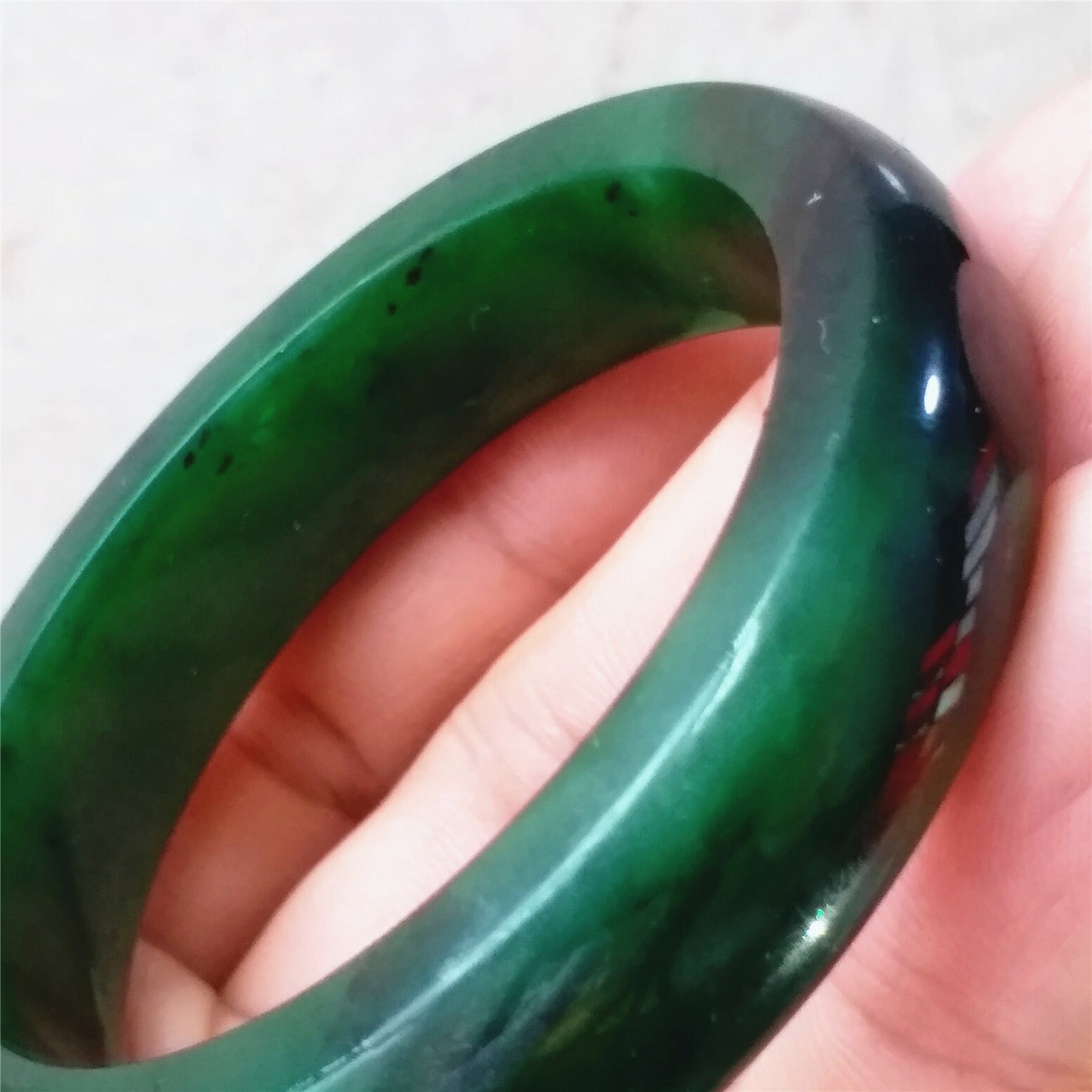 52.3mm Natural Nephrite Round bangle Green stone Canadian Jade Bracelet Pounamu Nephrite Jade lady Canadian Jasper BC Greenstone 05