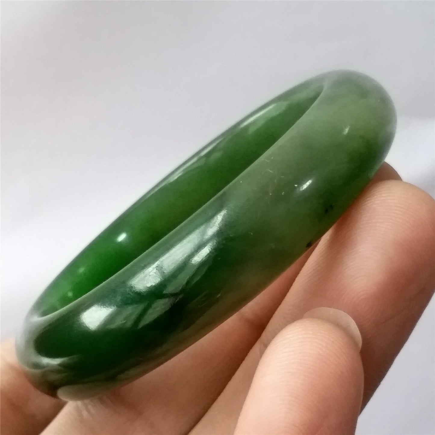 52.3mm Natural Nephrite Round bangle Green stone Canadian Jade Bracelet Pounamu Nephrite Jade lady Canadian Jasper BC Greenstone 020