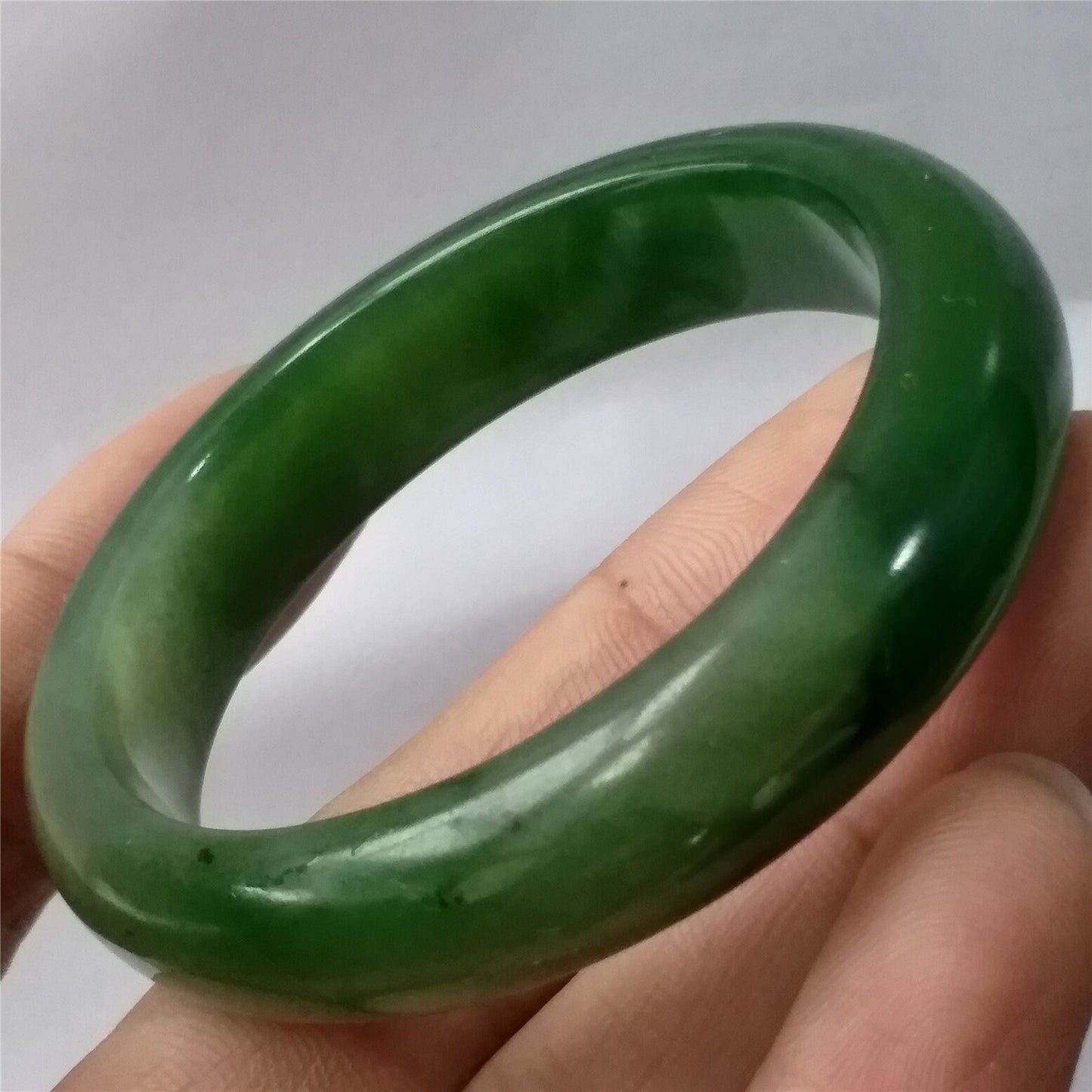 52.3mm Natural Nephrite Round bangle Green stone Canadian Jade Bracelet Pounamu Nephrite Jade lady Canadian Jasper BC Greenstone 020