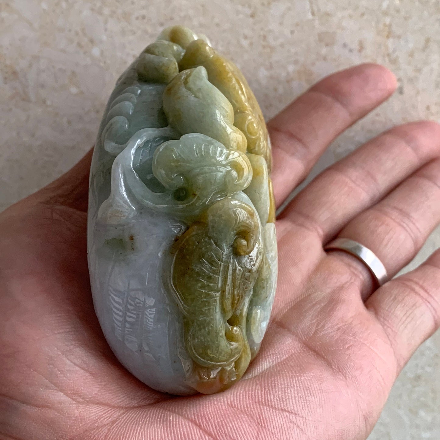 Big Crab Natural Yellow jadeite Hand held Massage Jadeite Hand craved Nature Ice Burma Jade BEADS Gemstone Hanging Tyoe A stone Gemstone