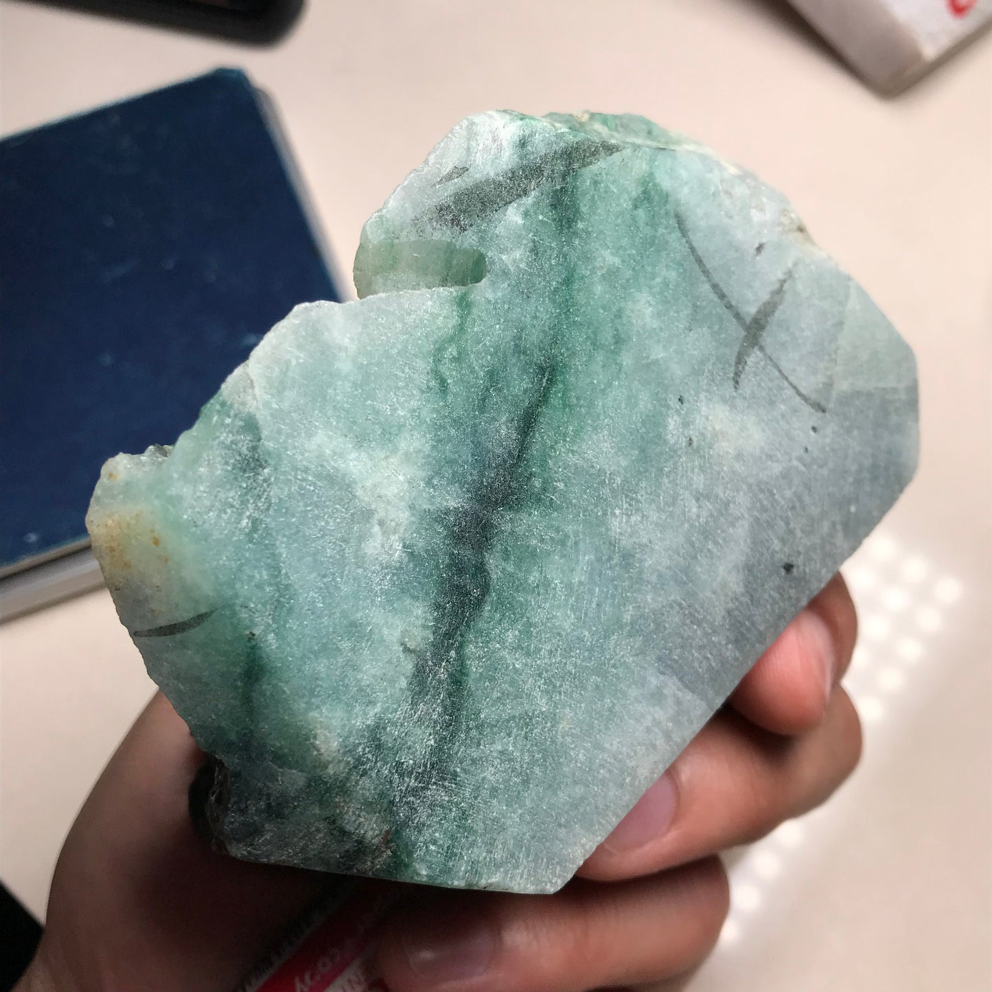 592g Natural Jadeite Green flower Raw stone Burmese Grade A jade preform Rough Burma Jade stone Burma jadeite Design Pendant 翡翠A货 蓝水飘花石料034