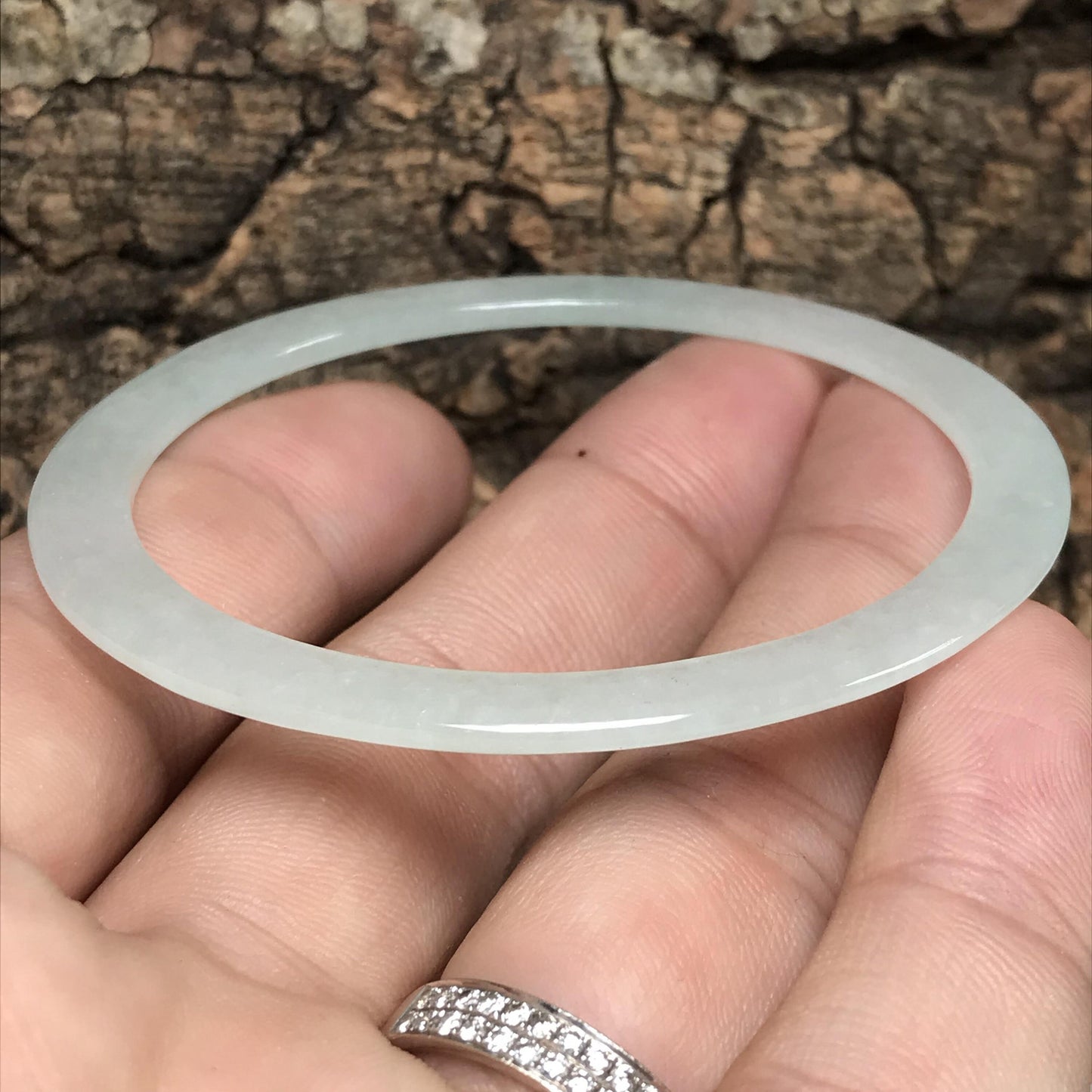 53.8mm Grade A Jade Thin Bangle Natural Burma jadeite Green Bracelet Lady Girl Chain ICE A stone Glass Feitsui 翡翠A货 手镯 171