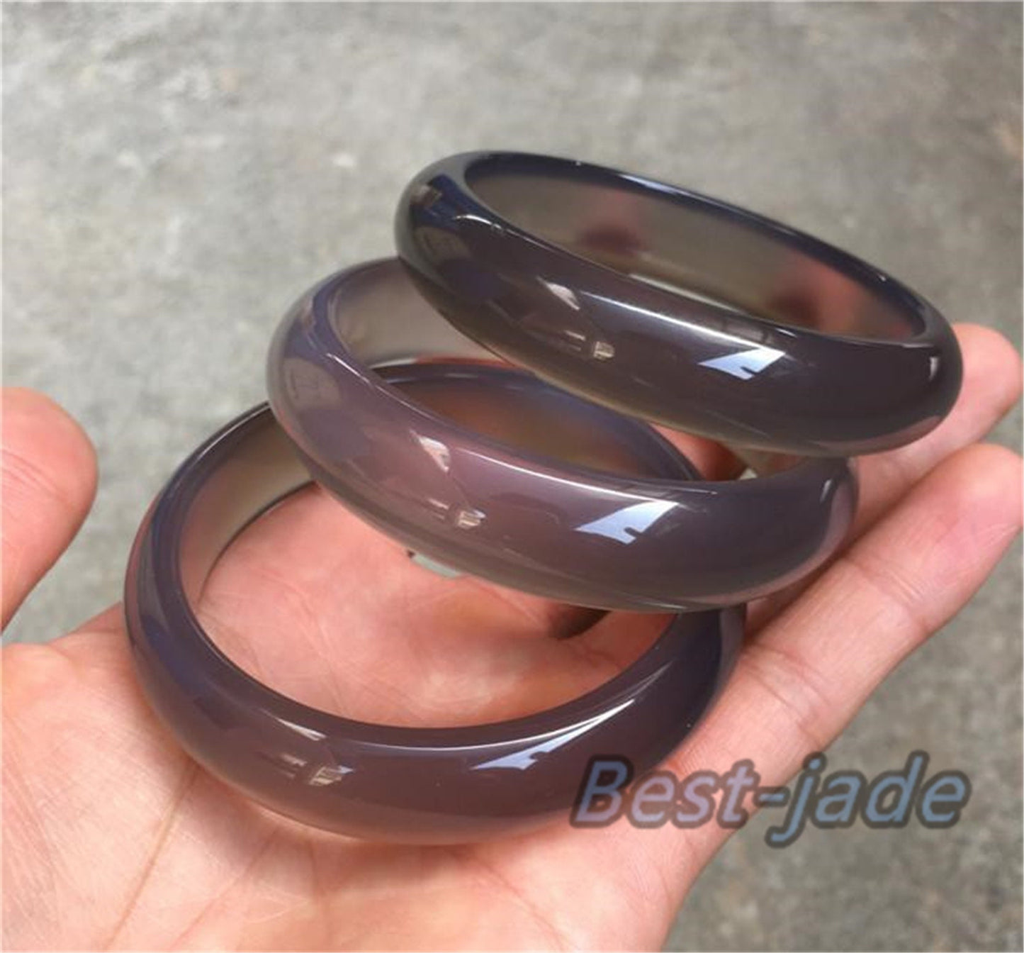 56-62mm Wholesale Natural Jade Pure Agate Girl Bangle Bracelet Lady Hand carved Chain Natural A stone