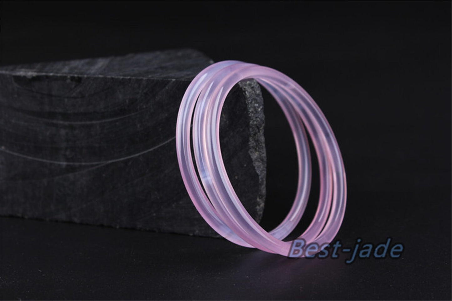 8 Colors 56-60mm Wholesale Natural Ice Jade Green Purple Pink Agate thin Round Bangle Bracelet Lady Jewelry Chain Natural A stone