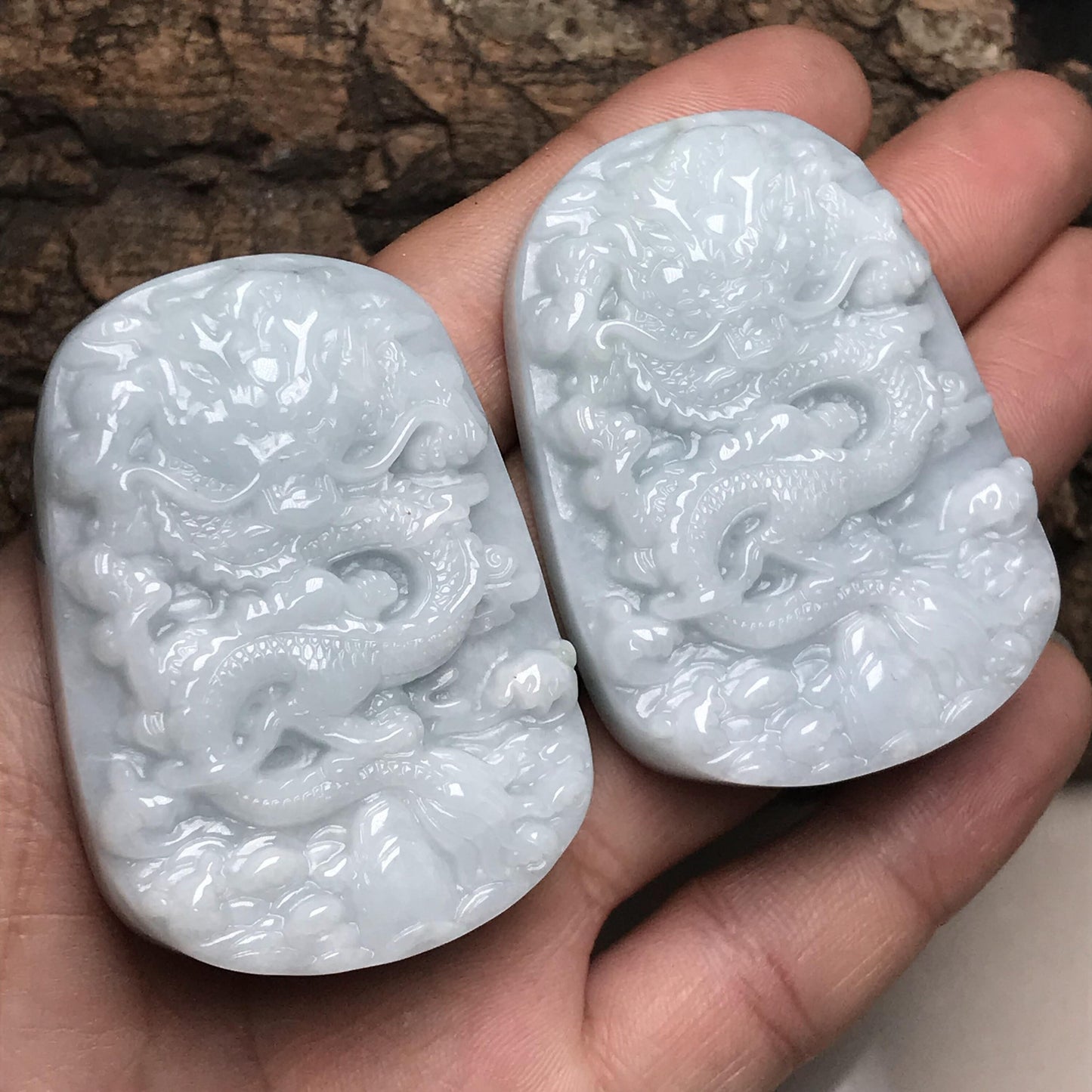 Vintage Dragon Grade Ajade ice Jadeite Men's pendant necklace BEADS Anhänger Gemstone Burma jadeite A Type
