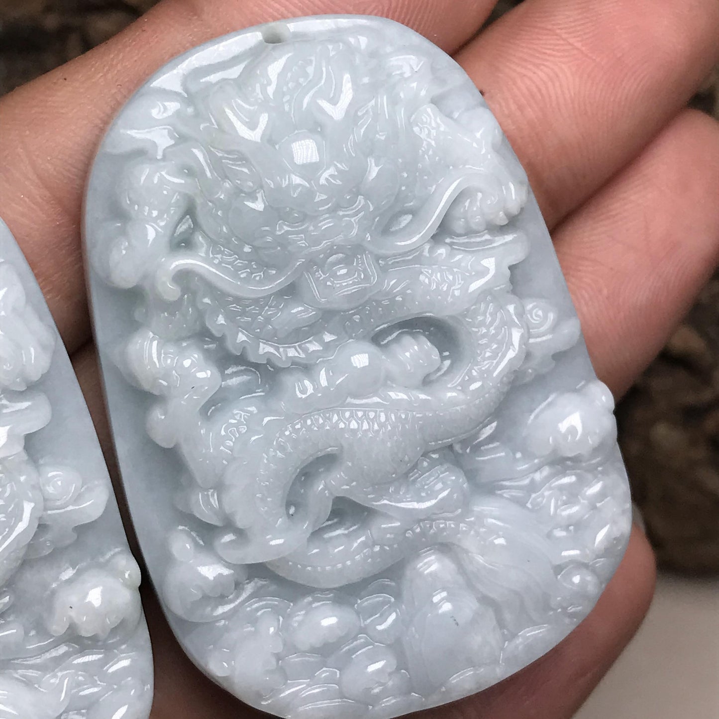 Vintage Dragon Grade Ajade ice Jadeite Men's pendant necklace BEADS Anhänger Gemstone Burma jadeite A Type