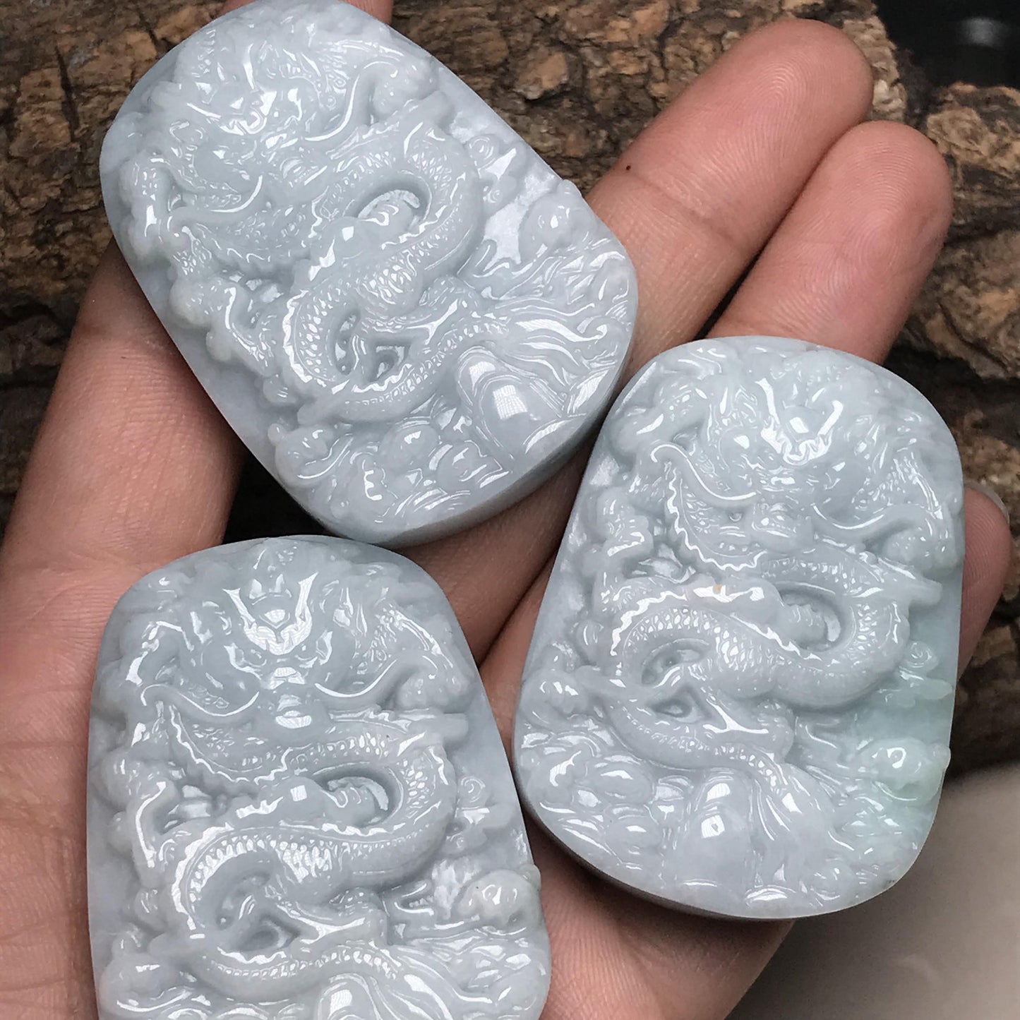 Vintage Dragon Grade Ajade ice Jadeite Men's pendant necklace BEADS Anhänger Gemstone Burma jadeite A Type