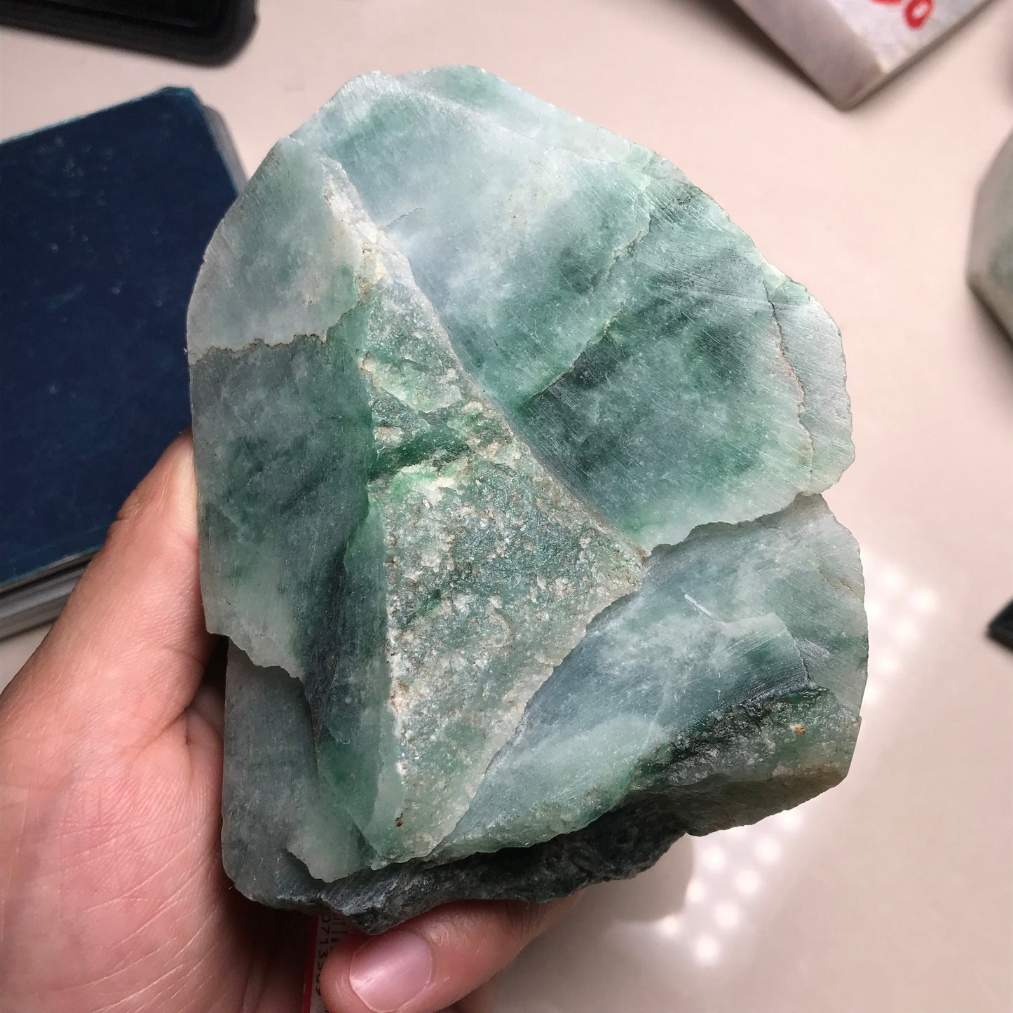 592g Natural Jadeite Green flower Raw stone Burmese Grade A jade preform Rough Burma Jade stone Burma jadeite Design Pendant 翡翠A货 蓝水飘花石料034