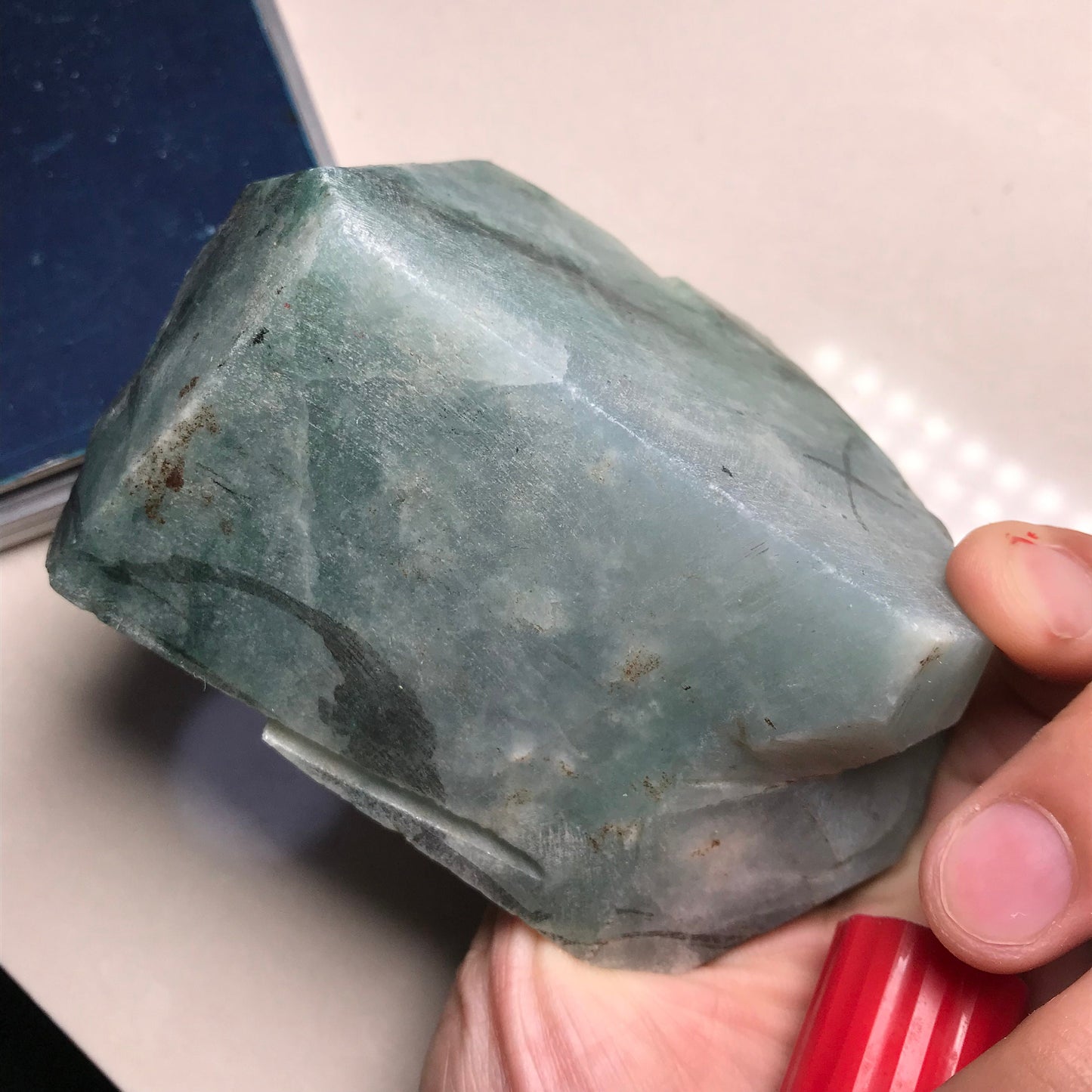 592g Natural Jadeite Green flower Raw stone Burmese Grade A jade preform Rough Burma Jade stone Burma jadeite Design Pendant 翡翠A货 蓝水飘花石料034