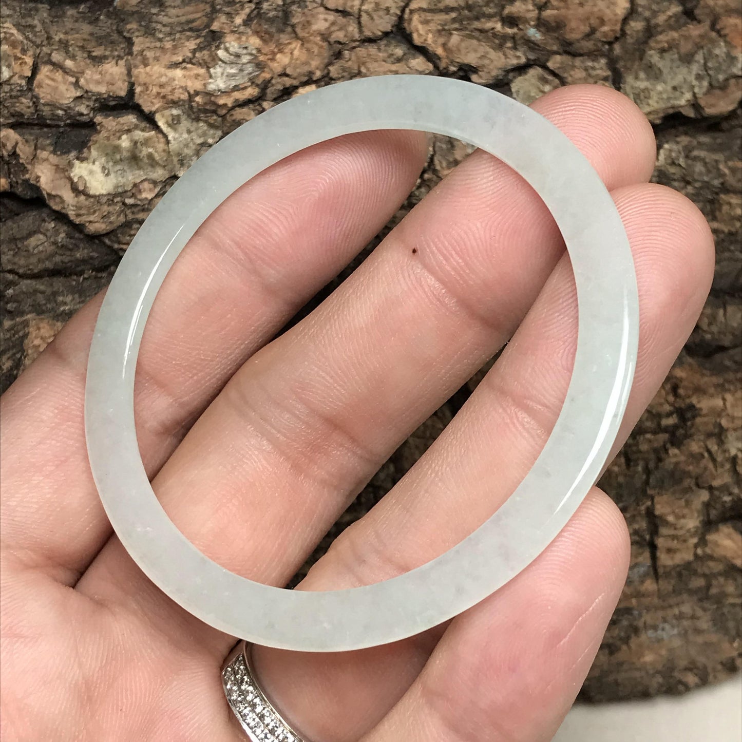 53.8mm Grade A Jade Thin Bangle Natural Burma jadeite Green Bracelet Lady Girl Chain ICE A stone Glass Feitsui 翡翠A货 手镯 171