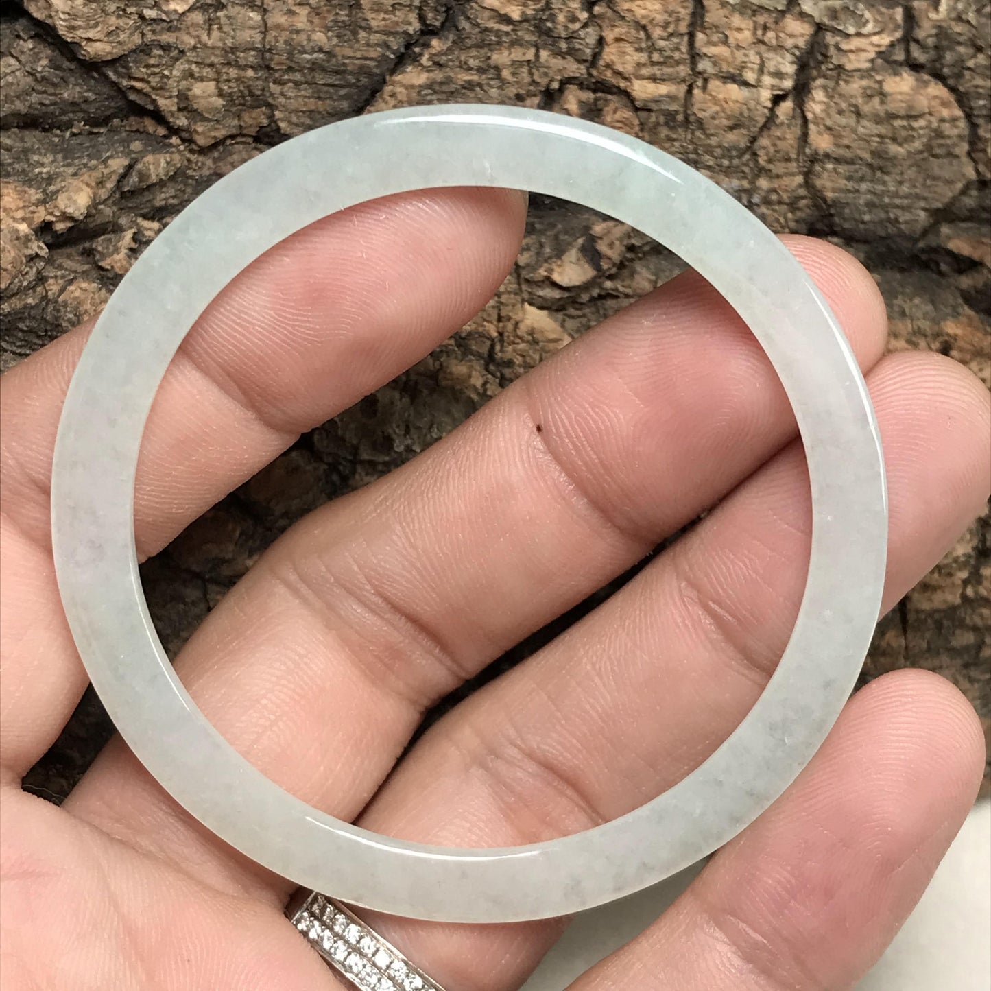 53.8mm Grade A Jade Thin Bangle Natural Burma jadeite Green Bracelet Lady Girl Chain ICE A stone Glass Feitsui 翡翠A货 手镯 171