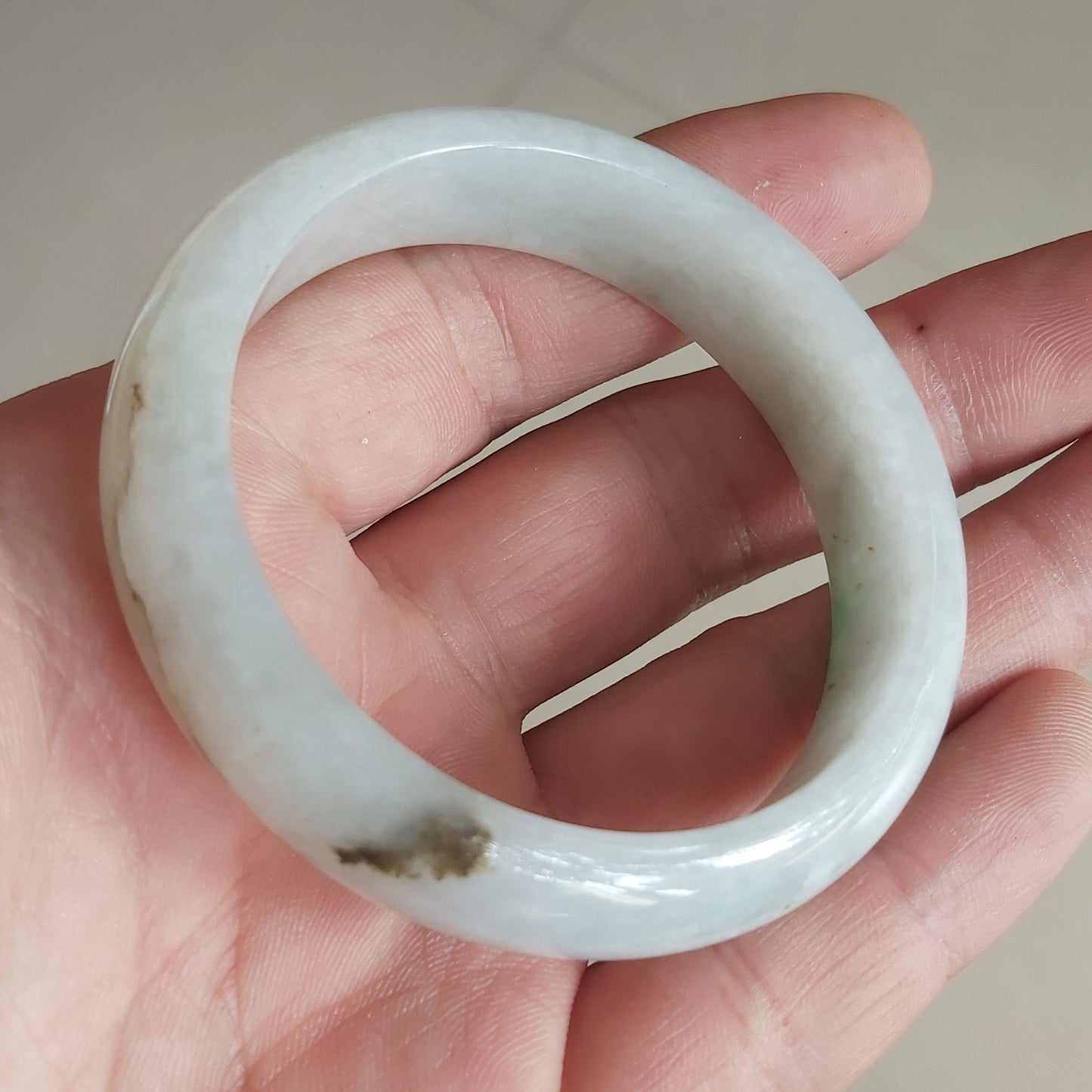 52.7mm Grade A Jade Natural green Round bangle Myanmar jadeite Lady Bracelet Ice green Type A stone small hand female bangle 翡翠飘花手镯