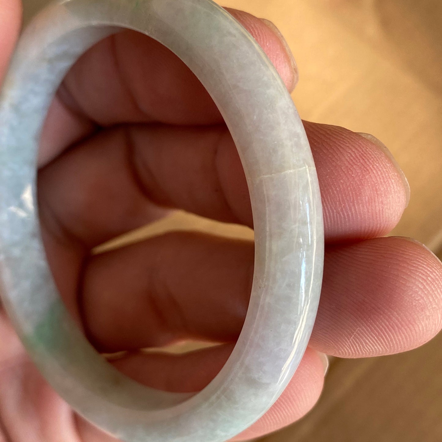 54.8mm Grade A Jade Natural green Round bangle Myanmar jadeite Lady Bracelet Ice green Type A stone small hand female bangle 翡翠飘花手镯